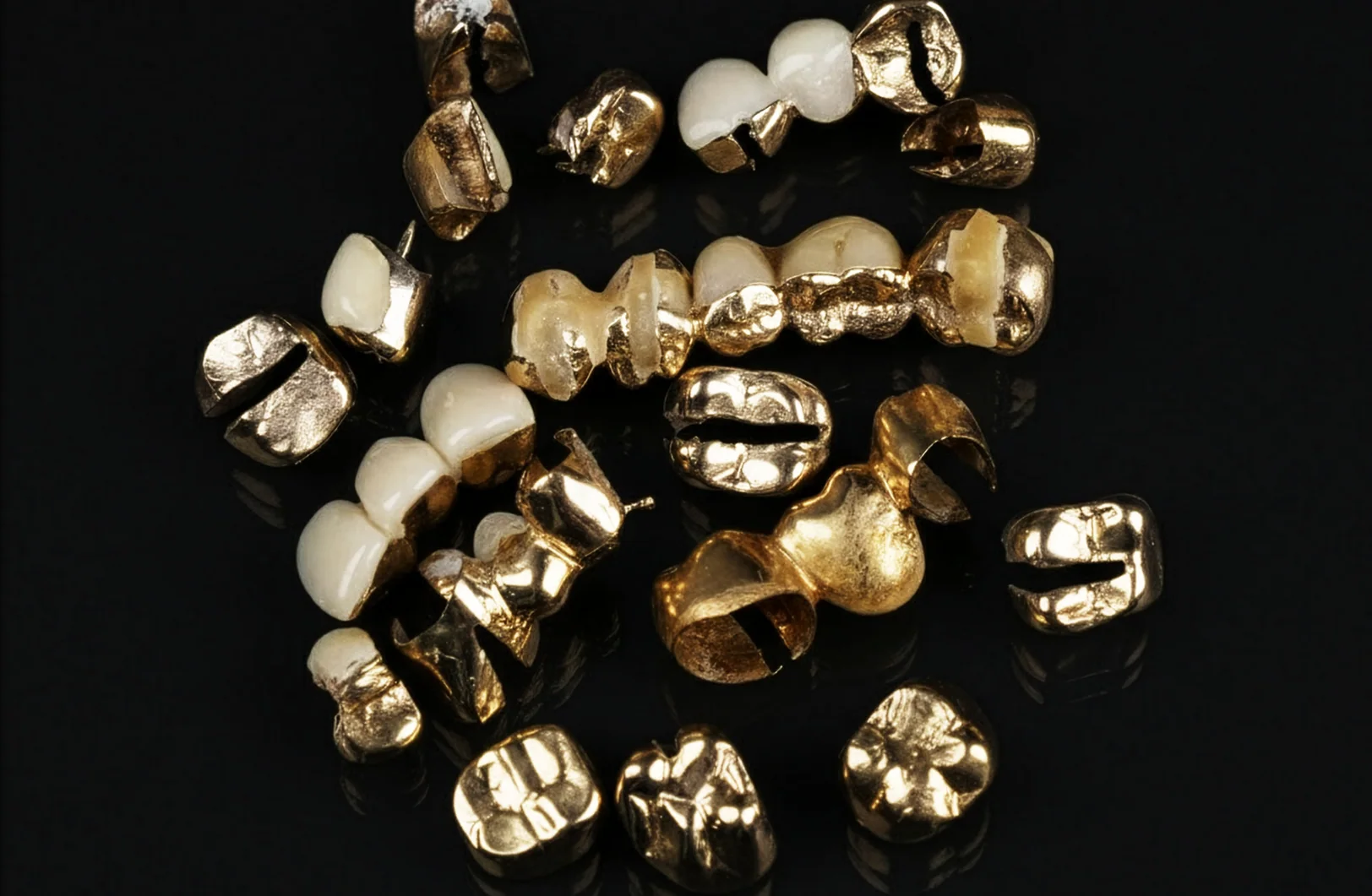 Gold pendants with gems