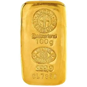 100g Argor-Heraeus Gold Cast Bar