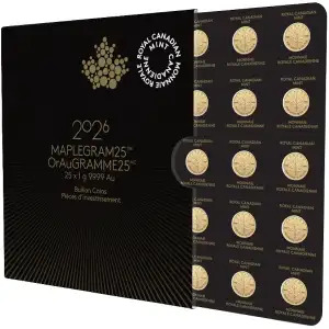 2026 1g x 25 Gold Canadian Maplegram